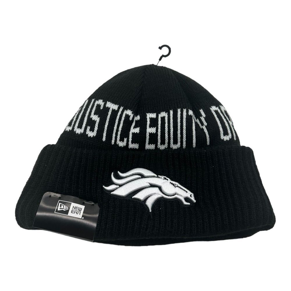New‎ Era Denver Broncos Team Social Justice Cuffed Knit Black Beanie Hat Cap NFL